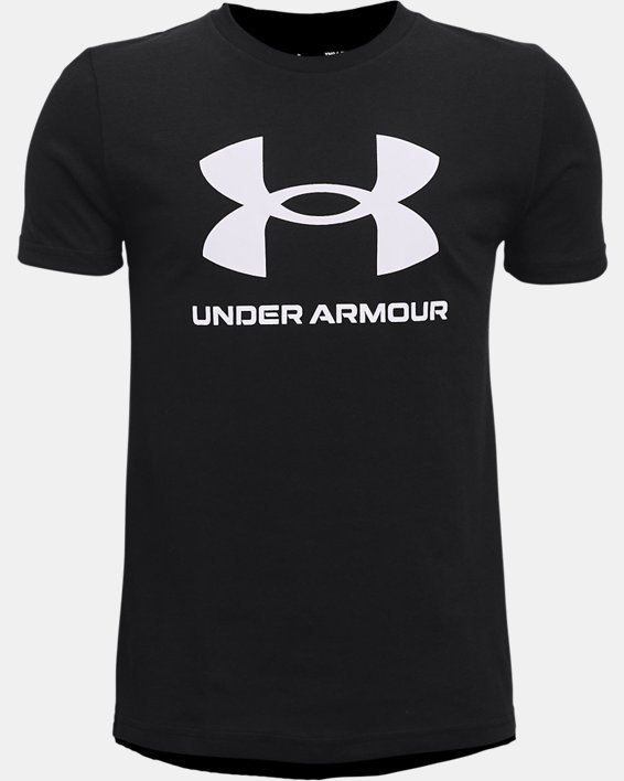 Haut à manches courtes UA Sportstyle Logo pour garçons, Black, pdpMainDesktop image number 0